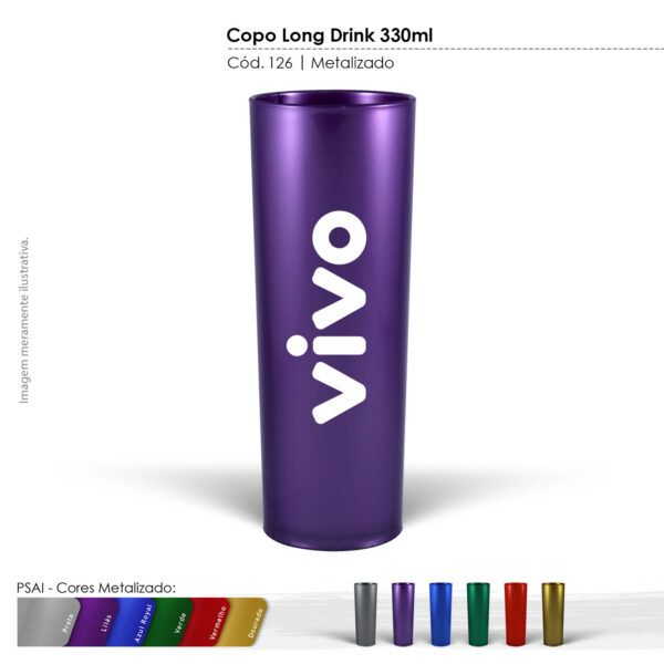 COPO LONG DRINK METALIZADO 330 ML